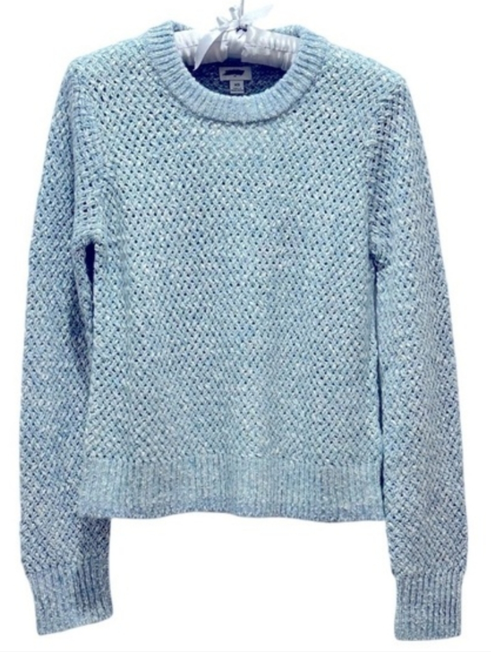 J. Crew Honeycomb Cable Baby Blue Sweater, xsmall - Picture 4 of 6
